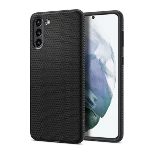 HUSĂ! - Protectie de telefon din silicon SPIGEN LIQUID AIR (rezistenta medie la impact, colt cu perna de aer, model romb) NEGRU Samsung Galaxy S21 (SM-G991) 5G