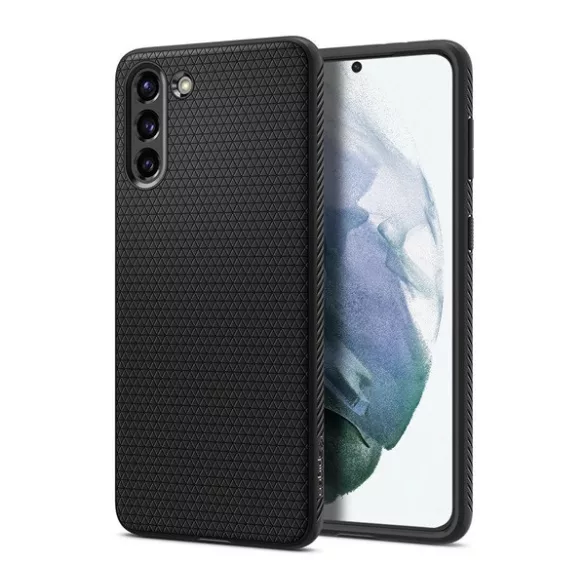 HUSĂ! - Protectie de telefon din silicon SPIGEN LIQUID AIR (rezistenta medie la impact, colt cu perna de aer, model romb) NEGRU Samsung Galaxy S21 (SM-G991) 5G