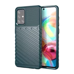   HUSĂ! - Protector de telefon din silicon (rezistent mediu la impact, cu dungi, model convex) VERDE ÎNCHIS Samsung Galaxy A72 4G (SM-A725F), Samsung Galaxy A72 5G (SM-A726F)