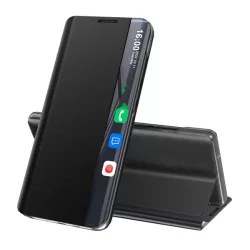   HUSĂ! - Carcasa in picioare, efect textil (FLIP activ, deschidere laterala, functie suport de masa, husa Smart View) NEGRU Xiaomi MI 10 Pro 5G