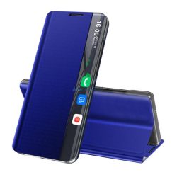   HUSĂ! - Carcasă în picioare, efect textil (FLIP activ, deschidere laterală, funcție de suport pentru desktop, husă Smart View) ALBASTRU ÎNCHIS Samsung Galaxy A72 4G (SM-A725F), Samsung Galaxy A72 5G (SM-A726F)