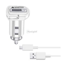   Încărcător auto CELLULARLINE priză USB (15W, încărcător rapid + cablu microUSB) ALB