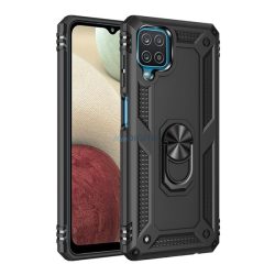   Protecție din plastic pentru telefon Defender (rezistență medie la impact, interior din silicon, inel suport pentru telefon, placă metalică încorporată) negru Samsung Galaxy A12 (SM-A125F / SM-A127F)