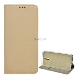   HUSĂ! - Carcasa in picioare, efect piele (FLIP, deschidere laterala, functie suport de masa, model romb) GOLD Alcatel 3L (2019) OT-5034D