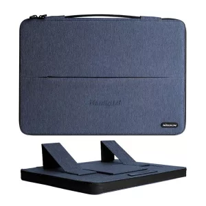 Husă NILLKIN COMMUTER peisaj NOTEBOOK/TABLET 3 în 1 (universal, suport de birou, fermoar, dimensiune 14") ALBASTRU ÎNCHIS