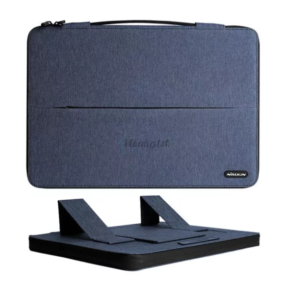 Husă NILLKIN COMMUTER peisaj NOTEBOOK/TABLET 3 în 1 (universal, suport de birou, fermoar, dimensiune 14") ALBASTRU ÎNCHIS