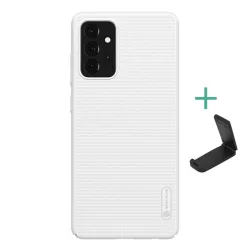   HUSĂ! - Protector de telefon din plastic NILLKIN SUPER FROSTED (cauciucat, suprafață aspră + suport de birou) ALB Samsung Galaxy A72 4G (SM-A725F), Samsung Galaxy A72 5G (SM-A726F)