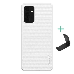 HUSĂ! - Protector de telefon din plastic NILLKIN SUPER FROSTED (cauciucat, suprafață aspră + suport de birou) ALB Samsung Galaxy A72 4G (SM-A725F), Samsung Galaxy A72 5G (SM-A726F)