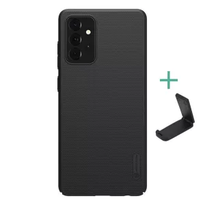 HUSĂ! - Protectie de telefon din plastic NILLKIN SUPER FROSTED (cauciucat, suprafata aspra + suport de birou) NEGRU Samsung Galaxy A72 4G (SM-A725F), Samsung Galaxy A72 5G (SM-A726F)
