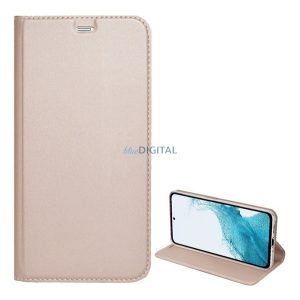 Carcasa in picioare, efect piele (FLIP, deschidere laterala, functie suport desktop) ROSE GOLD Xiaomi Mi 11i, Xiaomi Poco F3, Xiaomi Redmi K40, Xiaomi Redmi K40 Pro