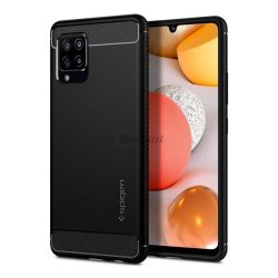   Protector de telefon din silicon SPIGEN RUGGED ARMOR (rezistență medie la impact, colț cu pernă de aer, model carbon) NEGRU Samsung Galaxy A42 5G (SM-A425F)