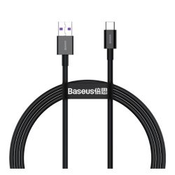  Cablu de date BASEUS (USB - Type-C, 66W, anti-rupere, încărcător rapid, 200cm) NEGRU