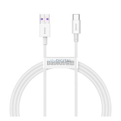   Cablu de date BASEUS (USB - Type-C, 66W, anti-rupere, încărcător rapid, 100cm) ALB