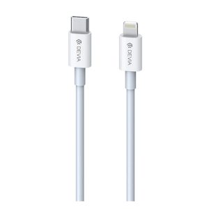 Cablu de date DEVIA SMART (Tip-C - fulger, 20W, 100cm, încărcător rapid PD) ALB