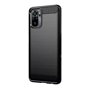 HUSĂ! - Husă silicon pentru telefon (rezistent la impact mediu, călcâi pernă de aer, model de carbon periat) negru Xiaomi Redmi Note 10 4G (Notă 10s), Xiaomi Poco M5s