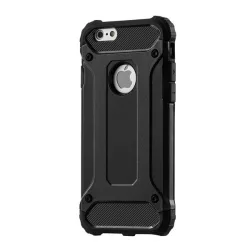   HUSĂ! - Protector de telefon din plastic Defender (rezistenta la impact mediu, colt cu perna de aer, interior din silicon, efect metalic) NEGRU Apple iPhone 6S 4.7, Apple iPhone 6 4.7