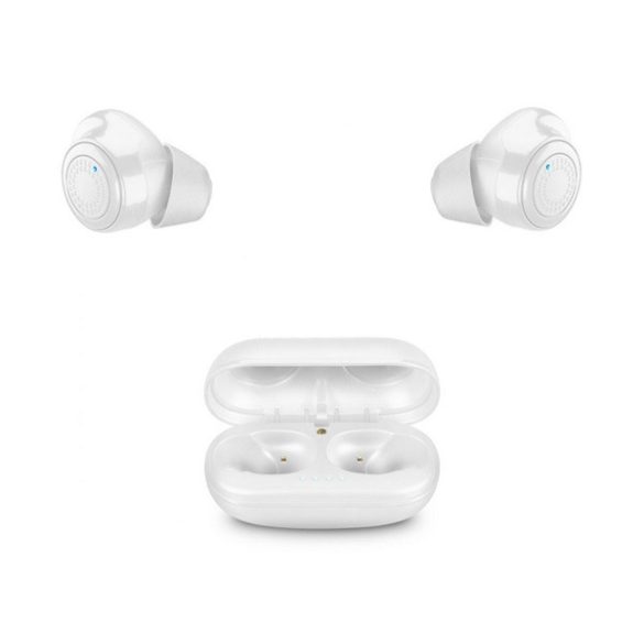 Căști bluetooth CELLULARLINE PETIT STEREO (v5.0, TWS, extra mini, microfon, filtru de zgomot activ + carcasă de încărcare) ALBE