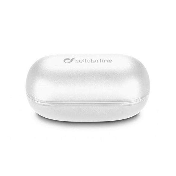 Căști bluetooth CELLULARLINE PETIT STEREO (v5.0, TWS, extra mini, microfon, filtru de zgomot activ + carcasă de încărcare) ALBE