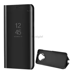   HUSĂ! - Carcasă stand-up (FLIP activ, deschidere laterală, funcție de suport pentru desktop, suprafață oglindă, husă Mirror View) NEGRU Xiaomi Redmi Note 9T 5G