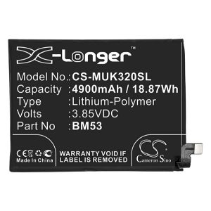 Baterie CAMERON SINO Li-Polymer (3.85V/4900mAh, compatibil cu Redmi BM53) NEGRU Xiaomi Mi 10T 5G, Xiaomi Mi 10T Pro 5G
