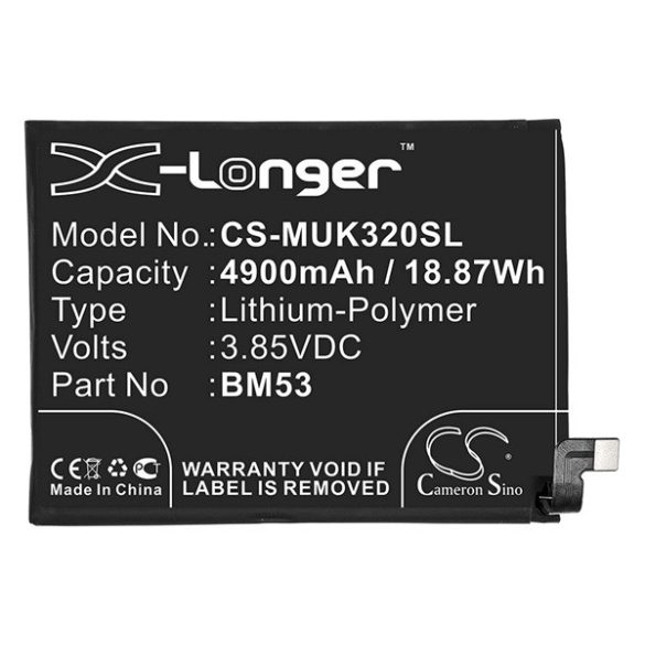 Baterie CAMERON SINO Li-Polymer (3.85V/4900mAh, compatibil cu Redmi BM53) NEGRU Xiaomi Mi 10T 5G, Xiaomi Mi 10T Pro 5G