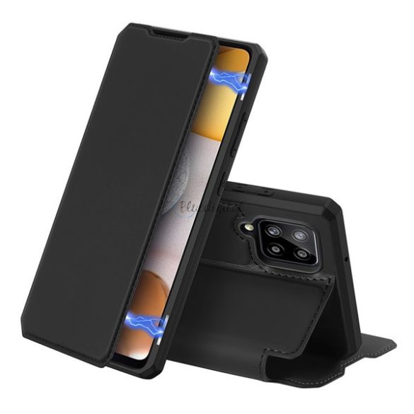 Husa DUX DUCIS SKIN X in picioare, efect piele (FLIP, deschidere laterala, suport desktop, suport incarcare wireless) NEGRU Samsung Galaxy A42 5G (SM-A425F)
