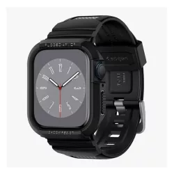   Curea de rezervă SPIGEN RUGGED ARMOR PRO (dimensiune personalizată, silicon, rezistență la șoc + cadru din silicon) NEGRU Apple Watch Series 4 44mm, Apple Watch Series 5 44mm, Apple Watch Series 6 44mm, Apple Watch Series SE 44mm