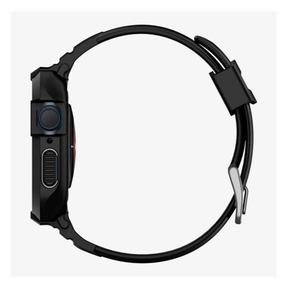 Curea de rezervă SPIGEN RUGGED ARMOR PRO (dimensiune personalizată, silicon, rezistență la șoc + cadru din silicon) NEGRU Apple Watch Series 4 44mm, Apple Watch Series 5 44mm, Apple Watch Series 6 44mm, Apple Watch Series SE 44mm