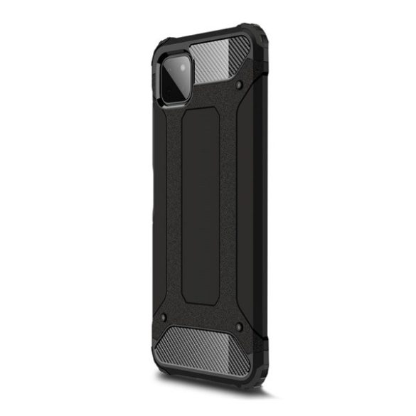 Protector de telefon din plastic Defender (rezistență medie la impact, colț cu pernă de aer, interior din silicon, efect metalic) NEGRU Samsung Galaxy A22 5G (SM-A226)