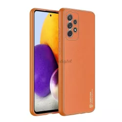   HUSĂ! - Protectie telefon din plastic DUX DUCIS YOLO (cadru silicon, rezistent la impact mediu, cadru metalic, spate cu efect piele) PORTOCALIU Samsung Galaxy A72 4G (SM-A725F), Samsung Galaxy A72 5G (SM-A72)
