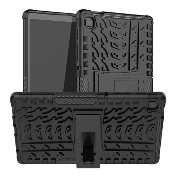 Protecție din plastic pentru telefon Defender (rezistență medie la impact, silicon interior, suport, model anvelope auto) negru Samsung Galaxy Tab A7 Lite WIFI (SM-T220), Samsung Galaxy Tab A7 Lite LTE (SM-T225)