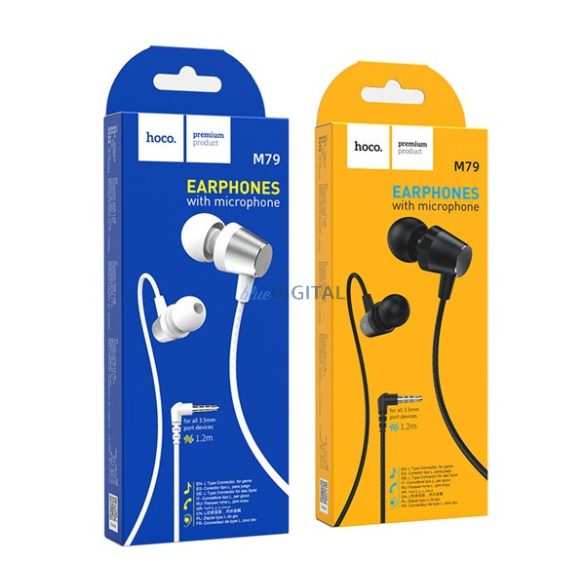 HOCO M79 Căști stereo (mufă de 3,5 mm, microfon, buton de înregistrare, control volum, cablu rezistent la șocuri, 120 cm) ALB