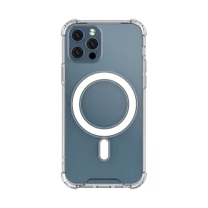 HUSĂ! - Protectie din silicon pentru telefon (rezistenta la impact mediu, colt cu perna de aer, MagSafe) TRANSPARENT Apple iPhone 12 Pro, Apple iPhone 12