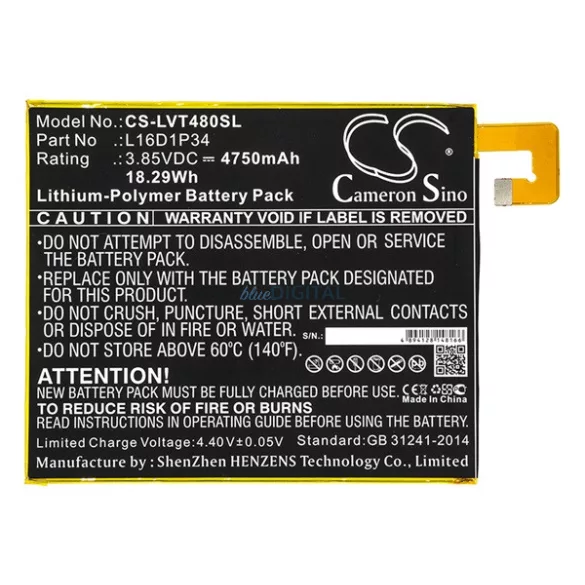 CAMERON SINO Baterie Li-Polimer (3.85V/4750mAh, compatibil Lenovo L16D1P34) BLACK Lenovo Tab 4 8 Plus (TB-8704F), Tab 4 8 (TB-8504F)