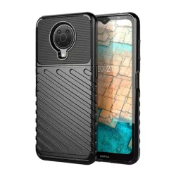   HUSĂ! - protecțiede telefon din silicon (rezistent la impact mediu, cu dungi, model convex) negru Nokia G20, Nokia G10