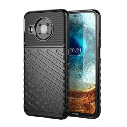   HUSĂ! - protecțiede telefon din silicon (rezistent la impact mediu, cu dungi, model convex) negru Nokia X10, Nokia X20