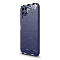   Protector de telefon din silicon (rezistență medie la impact, colț cu pernă de aer, periat, model carbon) ALBASTRU ÎNCHIS Samsung Galaxy A22 4G (SM-A225), Samsung Galaxy M22 (SM-M225F)