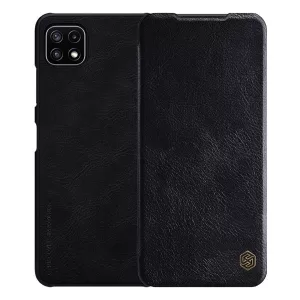 HUSĂ! - Husă NILLKIN QIN în picioare, efect piele (FLIP, deschidere laterală, suport card bancar) NEGRU Samsung Galaxy A22 5G (SM-A226)