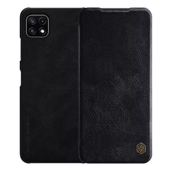 HUSĂ! - Husă NILLKIN QIN în picioare, efect piele (FLIP, deschidere laterală, suport card bancar) NEGRU Samsung Galaxy A22 5G (SM-A226)