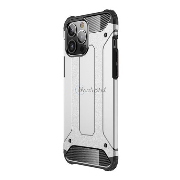 Protector de telefon din plastic Defender (rezistenta medie la impact, colt cu perna de aer, interior din silicon, efect metalic) ARGENTIU Apple iPhone 13 Pro Max