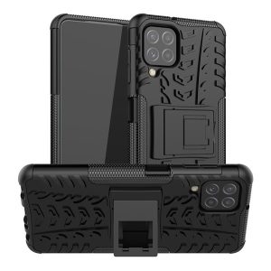 Protector de telefon din plastic Defender (rezistent mediu la impact, interior din silicon, suport, model anvelope auto) NEGRU Samsung Galaxy A22 4G (SM-A225), Samsung Galaxy M22 (SM-M225F)
