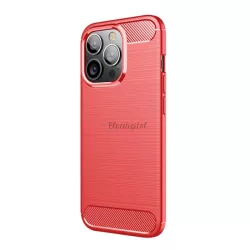   HUSĂ! - Protector de telefon din silicon (rezistență medie la impact, colț cu pernă de aer, periat, model carbon) RED Apple iPhone 13 Pro