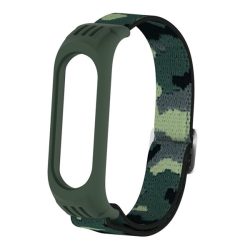   Curea de schimb (dimensiune personalizată, material textil, model de teren) VERDE ÎNCHIS Xiaomi MI Band 3, Xiaomi MI Band 4, Xiaomi Mi Band 5, Xiaomi Mi Band 6