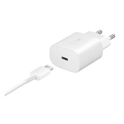   Încărcător de rețea SAMSUNG cu priză Type-C (25W, încărcător rapid PD + cablu EP-DA905BWE Type-C) ALB