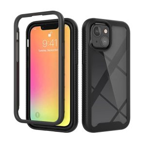 protecțiede telefon din plastic (cadru din silicon, ultra-subțire, rezistent la impact mediu, călcâi cu pernă de aer) negru Apple iPhone 13 mini