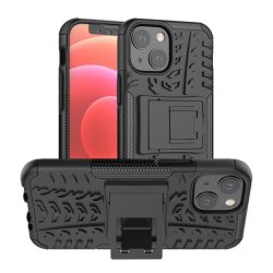   HUSĂ! - Protector de telefon din plastic Defender (rezistenta la impact mediu, interior din silicon, suport, model cauciuc auto) NEGRU Apple iPhone 13 mini