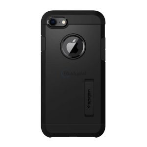 HUSĂ! - Protector de telefon din plastic SPIGEN TOUGH ARMOR 2 (rezistență mare la impact, spate din plastic, decupaj logo, suport) NEGRU Apple iPhone 7 4.7, Apple iPhone 8 4.7, Apple iPhone SE (2020), App
