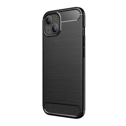   HUSĂ! - Protector de telefon din silicon (rezistență medie la impact, colț cu pernă de aer, periat, model carbon) NEGRU Apple iPhone 13