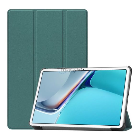 Husă în picioare, efect piele (FLIP activ, deschidere laterală, TRIFOLD, suport de birou) VERDE ÎNCHIS Huawei MatePad 11 WIFI (DBY-W09)