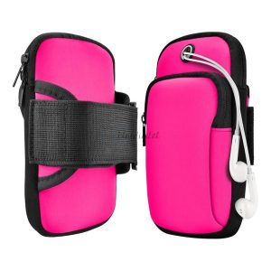 Husă verticală, textil (universal, curea de mână, 2 buzunare, fermoar, dimensiune 5.5", SPORT) CULOARE ROZ